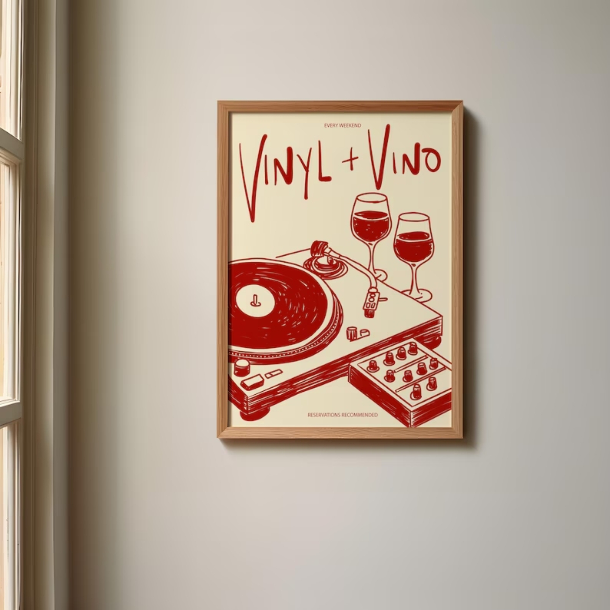 Audio Music Live - Vinyl & Vino Music Illustration Wine