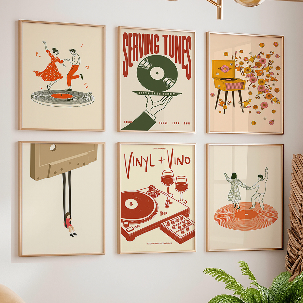 1pc Vintage Music Canvas Poste - Audio Music Live ulasan dan harga