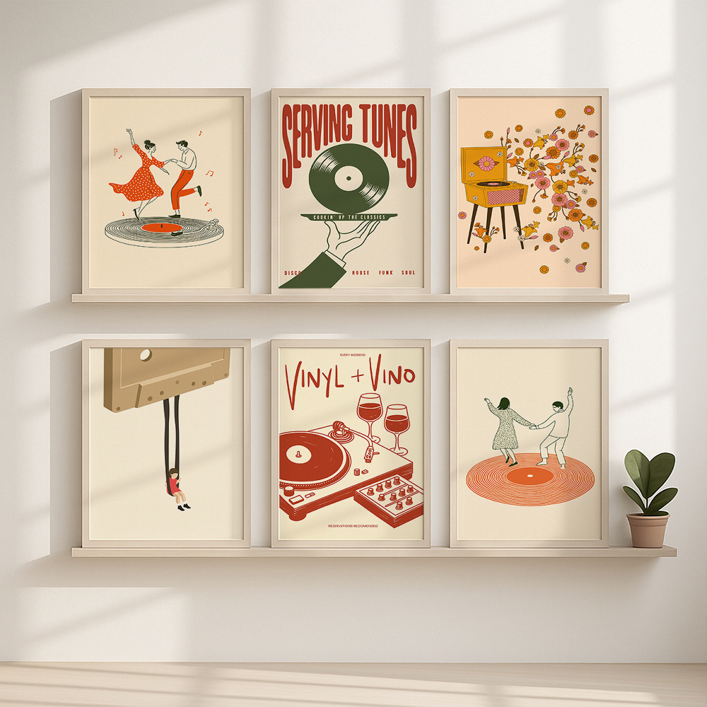 1pc Vintage Music Canvas Poste - Audio Music Live ulasan dan harga